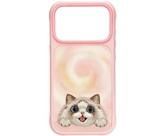 Dėklas NIMMY case BIG EYED LYING RAGDOLL CAT compatible with MagSafe for IPHONE 18 Pro/17 Pro pink