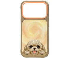 Dėklas NIMMY case BIG EYED LYING TEDDY POODLE compatible with MagSafe for IPHONE 18 Pro/17 Pro ruda