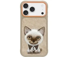 Nimmy Big Eyed Pet 2.0 Cat Dėklas skirtas Apple iPhone 17 Pro Max rusvai gelsvas