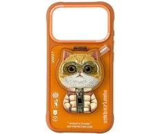 Dėklas Nimmy Cool&amp;Cute 2.0 Cat Case for iPhone 17 Pro with Magnetic Hanger - Oranžinis