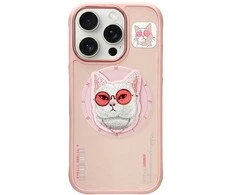 Dėklas Nimmy Glasses Cool Cat MagSafe Apple iPhone 16 Pro Max rožinės spalvos