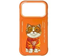 Dėklas Nimmy Glasses Cool Cat Case for iPhone 17 Pro - Oranžinis