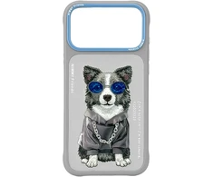 Dėklas NIMMY case GLASSES COOL DOG for IPHONE 18 Pro Max/17 Pro Max pilkas