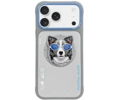 NIMMY dėklas GLASSES COOL DOG, suderinamas su „MagSafe“, skirtas IPHONE 17, pilkas