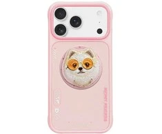 Dėklas Nimmy Glasses Cool Dog MagSafe skirtas Apple iPhone 17 Pro Max rožinės spalvos