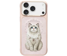 Dėklas NIMMY case LUCKY FASHION CAT compatible with MagSafe for IPHONE 18 Pro Max/17 Pro Max pink