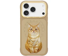 Dėklas NIMMY case LUCKY FASHION CAT compatible with MagSafe for IPHONE 18 Pro Max/17 Pro Max ruda