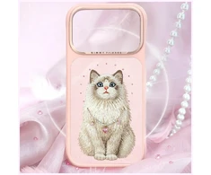 NIMMY dėklas LUCKY FASHION CAT, suderinamas su MagSafe, skirtas IPHONE 18 Pro Max/17 Pro Max, rožinės spalvos