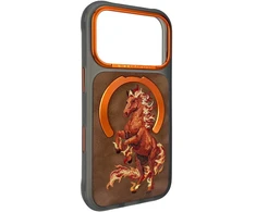 Dėklas NIMMY case MAGNETIC FANTASY ANIMAL HORSE compatible with MagSafe for IPHONE 18 Pro Max/17 Pro Max oranžinis