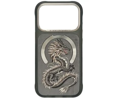 Dėklas NIMMY case MAGNETIC FANTASY ANIMAL DRAGON compatible with MagSafe for IPHONE 18 Pro Max/17 Pro Max pilkas