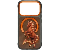 Dėklas NIMMY case MAGNETIC FANTASY ANIMAL HORSE compatible with MagSafe for IPHONE 18 Pro Max/17 Pro Max oranžinis