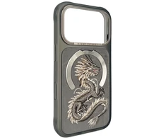 Dėklas NIMMY case MAGNETIC FANTASY ANIMAL DRAGON compatible with MagSafe for IPHONE 18 Pro Max/17 Pro Max pilkas