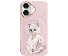„Nimmy Magnetic“ madingas mielas augintinio formos „MagSafe“ dėklas, skirtas „iPhone 16“ – rožinis