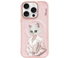 „Nimmy Magnetic“ madingas mielas augintinio formos „MagSafe“ dėklas, skirtas „iPhone 16 Pro Max“ – rožinis