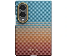 I need to translate this product title from mixed Polish/Lithuanian into full Lithuanian. Let me analyze it: - "Dėklas" - already Lithuanian (case/cover) - "PITAKA" - brand name, keep - "California Dream 01 Edge" - product/modelis name, keep - "Dėklas" - Lithuanian - "skirtas" - Lithuanian (intended for) - "Samsung Galaxy Z Fold8" - modelis, keep - "sunset" - color/design name, this is English actually, not Polish Wait, the instruction says source may be partially Polish. Looking at this: "sunset" at the end seems odd - it might be a color name. Since it's in English and I should not translate modelis names/color designations that are proper names, I should keep it. Let me reconsider - the text appears mostly Lithuanian already. "Dėklas" twice (case), "skirtas" (intended for). "sunset" is a color variant name. Actually, the text seems fully Lithuanian except for "sunset" which is a product variant name. I'll keep it as is since it's a product-specific design name. The translation shoul
