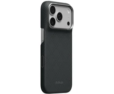Dėklas PITAKA Edge Argyle MagSafe, skirtas iPhone 18 Pro / 17 Pro, bazalto juodas