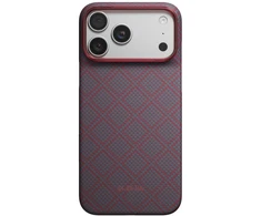 Dėklas PITAKA Edge Argyle MagSafe, skirtas iPhone 18 Pro Max / 17 Pro Max, mėlynas-raudonas