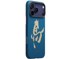 Dėklas PITAKA Edge Case Ink Horse Painting iPhone 17 Pro azure žalias
