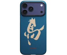 Dėklas PITAKA Edge Case Ink Horse Painting iPhone 17 Pro azure žalias