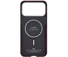 PITAKA itin plonas monograminis „MagSafe“ dėklas, skirtas „iPhone 17 Pro Max“, aukso ir raudonos spalvos