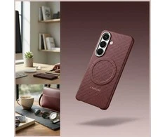 Dėklas KS942SR Carbon Magnet Case Samsung Galaxy S26, Coral Raudona