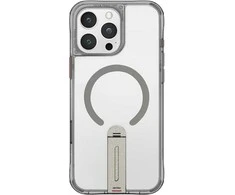 Dėklas „Skinarma Helix“ titano spalvos magnetinis įkrovimo stovas, skirtas „Apple iPhone 16 Pro Max“.