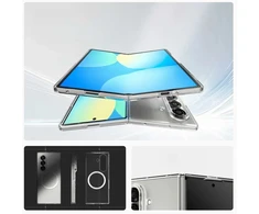 Dėklas Spigen AirSkin Mag MagSafe Samsung Galaxy Z Fold 7 Crystal baltos spalvos ir skaidrus