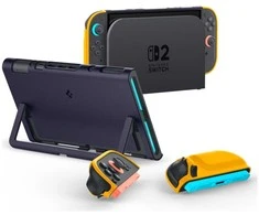 „Spigen Nano Pop“ dėklas, skirtas „Nintendo Switch 2“ – tamsiai mėlynas ir geltonas
