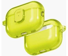 „Uniq Glase Pro“ dėklas, skirtas „AirPods Pro 3“ ausinėms, su užraktu – permatomas, geltonas