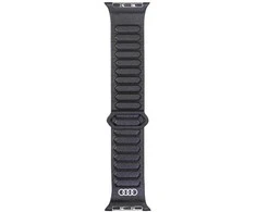 Audi Logo natūralios odos magnetinis žiedinis dirželis Apple Watch 40 / 41 / 42 mm - Juodas