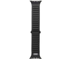 Audi Logo natūralios odos magnetinis žiedinis dirželis Apple Watch 44 / 45 / 46 / 49 mm - Juodas