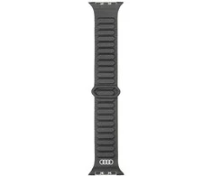 Audi Logo sintetinės odos magnetinis žiedinis dirželis Apple Watch 44/45/46/49 mm - Juodas
