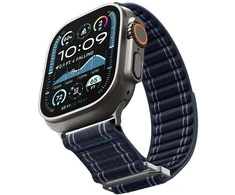 „Spigen Fabric Band“ apyrankė su lipdukais ir kilpelėmis, tamsiai mėlyna - „Apple Watch 49mm/46mm/45mm/44mm“