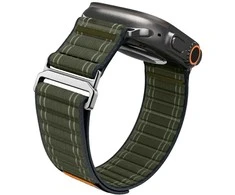 „Spigen Fabric Band“ (su lipduku ir kilpa), žalias - Apple Watch 49mm/46mm/45mm/44mm