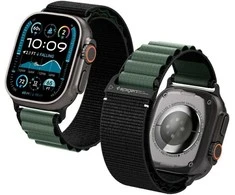 Apyrankė Spigen WBF1 Strap for Apple Watch 44 / 45 / 46 / 49 mm – juodos spalvos and žalios spalvos