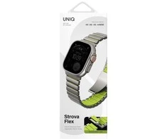 Dirželis UNIQ Strova Flex do Apple Watch 44/45/46/49mm Series 1/2/3/4/5/6/7/8/9/10/11/SE/SE2/SE3/Ultra/Ultra 2/Ultra 3 sidabrinė ir šviesiai žalia