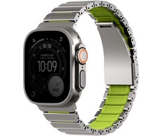 Dirželis UNIQ Strova Flex do Apple Watch 44/45/46/49mm Series 1/2/3/4/5/6/7/8/9/10/11/SE/SE2/SE3/Ultra/Ultra 2/Ultra 3 sidabrinė ir šviesiai žalia