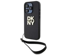 Apple iPhone 15 Pro DKNY Hardcase Wrist Strap Stock Logo (DKHCP15LPBSWSK) dėklas telefonui juodos spalvos