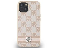 Apple iPhone 15 Plus / 14 Plus DKNY odinis dėklas Checkered Mono Pattern &amp; Printed Stripes (DKHCP15MPCPTSSP) rožinės spalvos