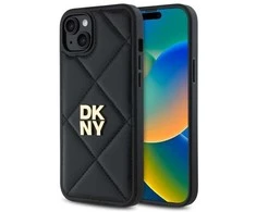 Dėklas DKNY DKHCP15MPQDSLK Apple iPhone 15 Plus 6.7″ juodos spalvos Quilted Stack Logo