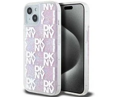Apple iPhone 13 / 14 / 15 DKNY dėklas Liquid Glitter Multilogo (DKHCP15SLCPEPP) rožinės spalvos