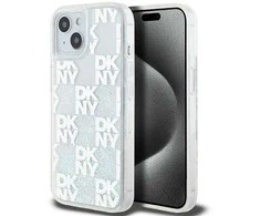 Apple iPhone 13 / 14 / 15 DKNY dėklas Liquid Glitter Multilogo (DKHCP15SLCPEPT) baltos spalvos