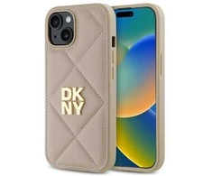 Dėklas DKNY DKHCP15SPQDSLE Apple iPhone 15 6.1" smėlio spalvos su dygsniuotu logotipu