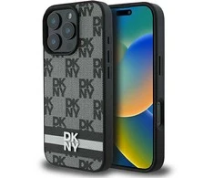 Apple iPhone 16 Pro DKNY Checkered Pattern & Printed Stripes (DKHCP16LPCPTSSK) dėklas telefonui juodos spalvos