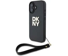 DKNY DKHCP16SPBSWSK Apple iPhone 16 6.1" dėklas telefonui juodos spalvos Wrist Strap Stock Logo