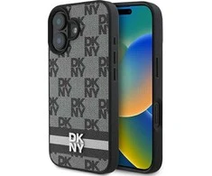 Apple iPhone 16 DKNY Checkered Pattern & Printed Stripes (DKHCP16SPCPTSSK) dėklas telefonui juodos spalvos