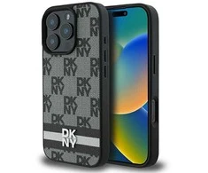 Apple iPhone 16 Pro Max DKNY Checkered Pattern & Printed Stripes (DKHCP16XPCPTSSK) dėklas telefonui juodos spalvos