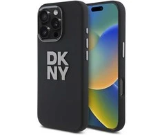 DKNY DKHCP16XSMCBSK Apple iPhone 16 Pro Max 6.9″ juodos spalvos kietas dėklas Liquid Silicone Metal Logo