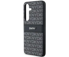 DKNY DKHCS24MPRTHSLK S24+ S926 juodos spalvos kietas dėklas Leather Mono Stripe & Metal Logo