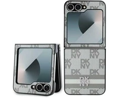 Dėklas DKNY PU Leather Checkered Pattern and Stripe Samsung Galaxy Z Flip6 rusvai gelsvas